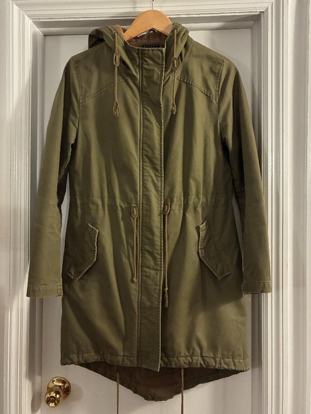 Sisley Women's Green Cotton Canvas Trench Coat